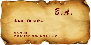 Baar Aranka névjegykártya